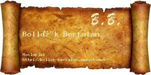 Bollók Bertalan névjegykártya